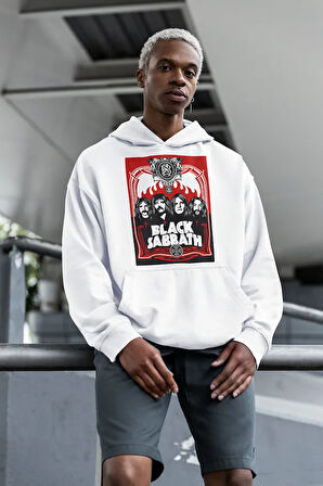 Black Sabbath Müzik Grubu Baskılı Unisex Oversize Rock Metal Hoodie