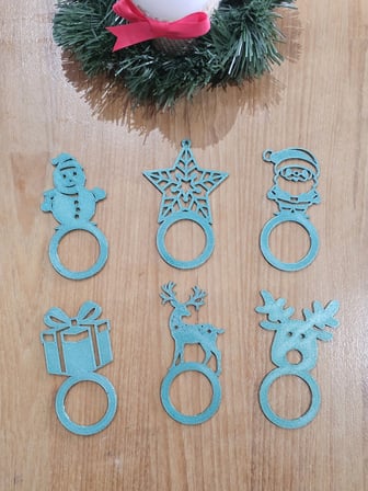 Bezos 6'lı Yılbaşı Peçete Halkası Seti Noel Sofra Süsü Dekoratif Peçete Yüzüğü 22