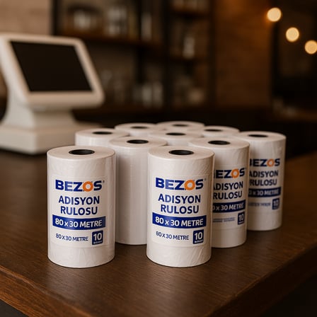 Bezos 80x30 mm Adisyon Rulosu Termal Rulo 10 Paket (100 Adet) 22