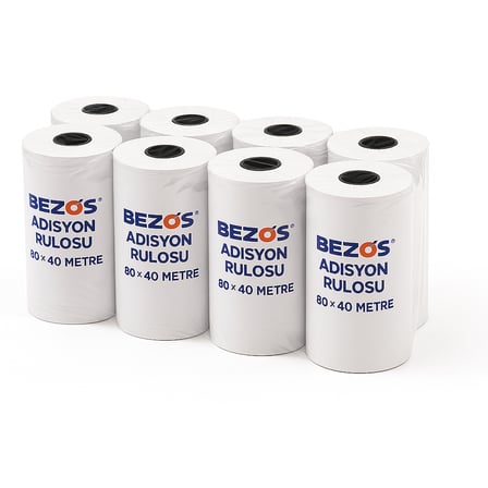 BEZOS 80x40 mm Adisyon Rulosu Termal Rulo 10'lu Paket 22