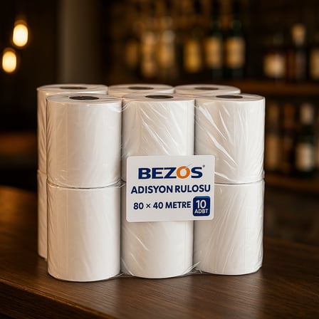 BEZOS 80x40 mm Adisyon Rulosu Termal Rulo 10'lu Paket 22