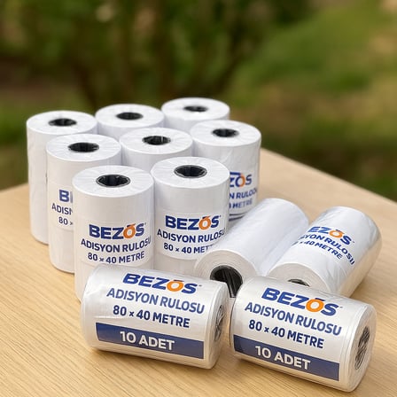 BEZOS 80x40 mm Adisyon Rulosu Termal Rulo 10'lu Paket 22