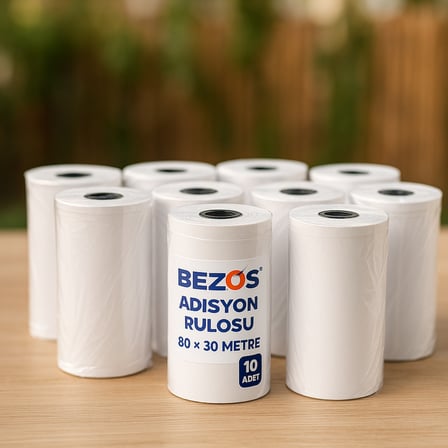 Bezos 80x30 Adisyon Rulosu Termal Rulo 1 Paket 10 Adet 22