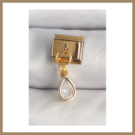 Bezos 316L Çelik Gold Renk Sallantı Damla Zirkon Taşlı Nomination Charm 22