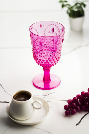 Bezos Akrilik Pembe Tekli Kadeh & Su Meşrubat Kahve Yanı Bardağı 450 ml ( Cam Değildir ) 22