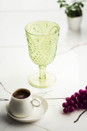 Bezos Akrilik Yeşil Tekli Kadeh & Su Meşrubat Kahve Yanı Bardağı 450 ml ( Cam Değildir ) 22