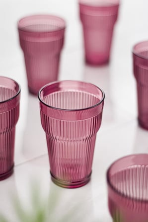 Bezos Akrilik Mürdüm 6'lı Uzun Bardak & Su Meşrubat Bardağı 400 ml ( Cam Değildir ) 22