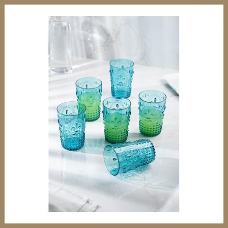 Bezos Akrilik Aquamarin 6'lı Kısa Bardak & Su Meşrubat Kahve Yanı Bardağı 400 ml ( Cam Değildir ) 22