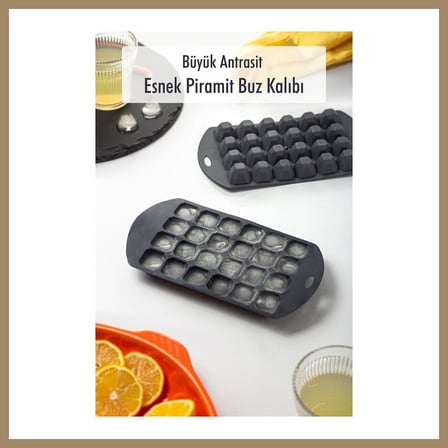 Bezos Büyük Antrasit Piramit Buz Kalıbı (13*24*2 cm) 22