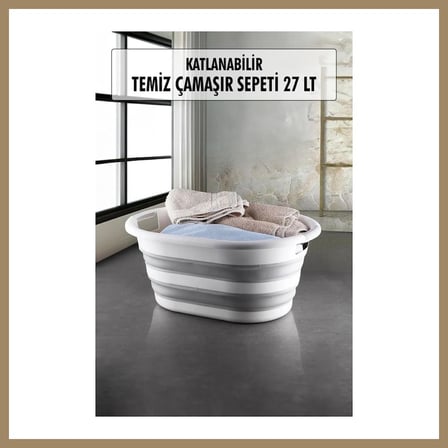 Bezos Katlanabilir Silikon Çamaşır Sepeti & Akordiyon Katlanır Sepet 27 Lt 22