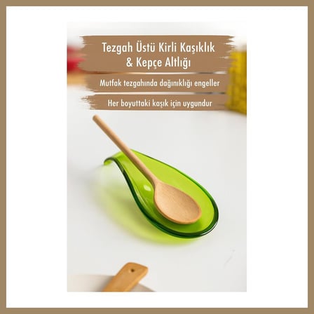 Bezos Akrilik Yeşil Tezgah Üstü Kirli Kaşıklık & Kepçe Altlığı 22