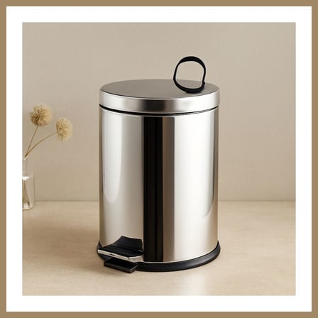 Bezos Pedallı Çöp Kovası 12L (Krom Metal) - 24.5 x 35.5 cm 22
