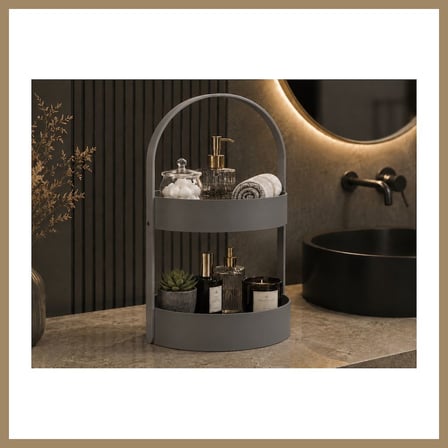 Bezos 3D Baskı İki Katlı Banyo Düzenleyici - Taşınabilir Organizer ve Saklama Standı-Gri 22