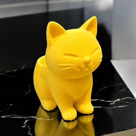 Bezos 3D Baskı Sevimli Kedi Saksı - Figürlü Sukulent Saksısı-Sarı 22