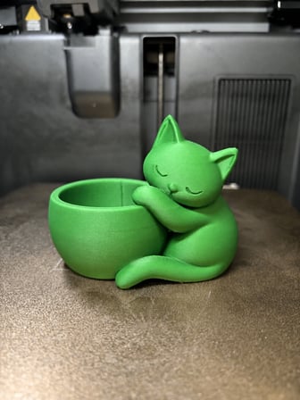 Bezos 3D Baskı Sarılan Kedi Saksı - Sevimli Dekoratif Saksı - Yeşil 22