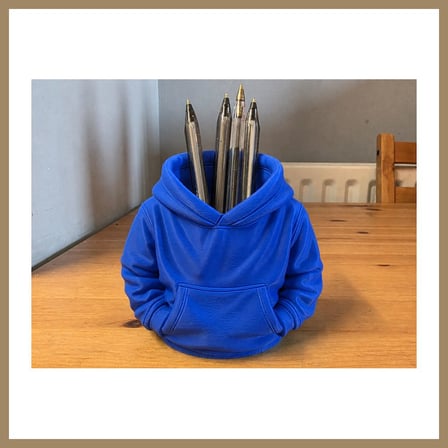 Bezos 3D Baskı Kapüşonlu Sweatshirt Kalemlik - Masaüstü Organizer-Mavi 22