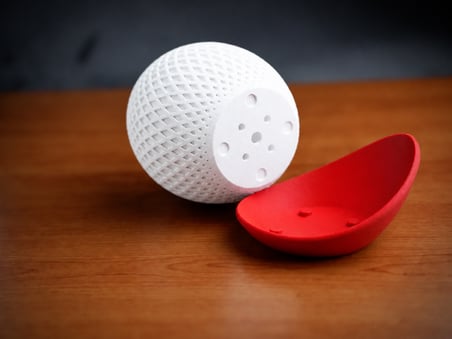 Bezos 3D Baskı Küre Saksı - Kafes Dokulu İki Parçalı Dekoratif Saksı - Beyaz-Kırmızı 22