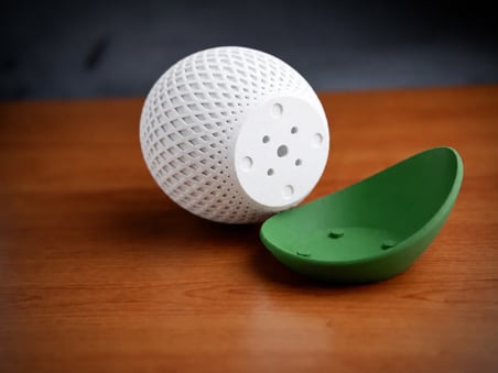 Bezos 3D Baskı Küre Saksı - Kafes Dokulu İki Parçalı Dekoratif Saksı - Beyaz-Yeşil 22