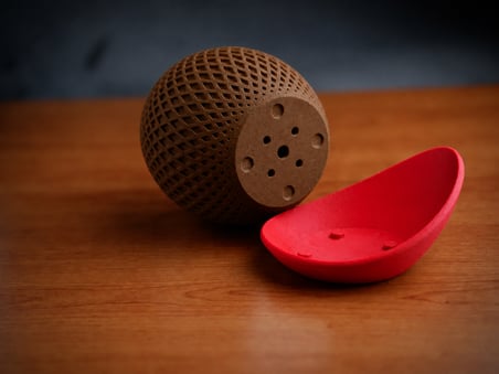 Bezos 3D Baskı Küre Saksı - Kafes Dokulu İki Parçalı Dekoratif Saksı - Kahverengi-Kırmızı 22