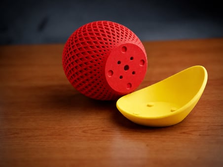 Bezos 3D Baskı Küre Saksı - Kafes Dokulu İki Parçalı Dekoratif Saksı - Kırmızı-Sarı 22