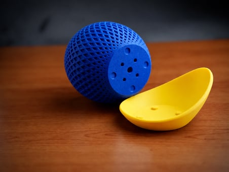 Bezos 3D Baskı Küre Saksı - Kafes Dokulu İki Parçalı Dekoratif Saksı - Mavi-Sarı 22