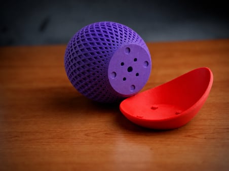 Bezos 3D Baskı Küre Saksı - Kafes Dokulu İki Parçalı Dekoratif Saksı - Mor-Kırmızı 22