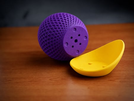 Bezos 3D Baskı Küre Saksı - Kafes Dokulu İki Parçalı Dekoratif Saksı - Mor-Sarı 22