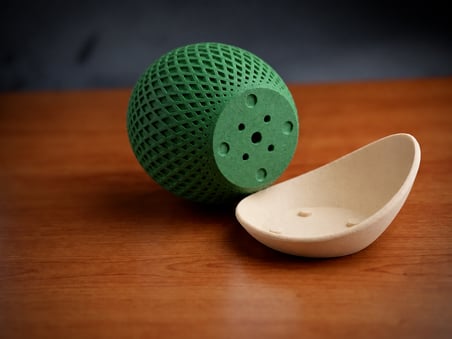Bezos 3D Baskı Küre Saksı - Kafes Dokulu İki Parçalı Dekoratif Saksı - Yeşil-Bej 22