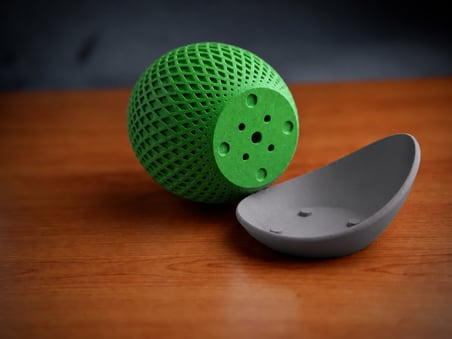 Bezos 3D Baskı Küre Saksı - Kafes Dokulu İki Parçalı Dekoratif Saksı - Yeşil-Gri 22