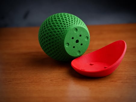 Bezos 3D Baskı Küre Saksı - Kafes Dokulu İki Parçalı Dekoratif Saksı - Yeşil-Kırmızı 22
