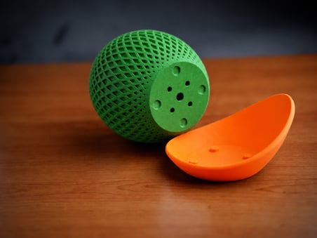 Bezos 3D Baskı Küre Saksı - Kafes Dokulu İki Parçalı Dekoratif Saksı - Yeşil-Turuncu 22