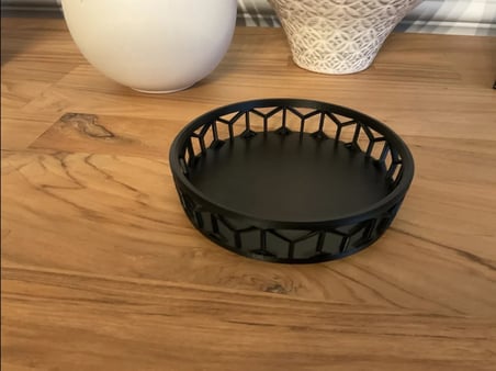 Bezos 3D Baskı Petek Desenli Çok Amaçlı Tepsi Anahtar ve Takı Tepsisi Geometrik Kenarlı Masa Organizeri Siyah 22