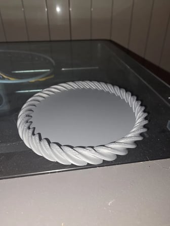 Bezos 3D Baskı Spiral Kenarlı Yuvarlak Dekoratif Tepsi Bükümlü Kenar Modern Sunum ve Düzenleyici Tepsi Krem 22