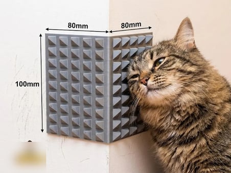 Bezos 3D Baskı Kedi Köşe Sürtünme Aparatı Duvar Köşe Koruyucu Kedi Tırmalama Yüzeyi Piramit Dokulu Gri 22