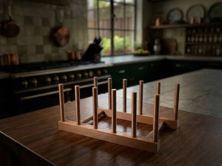 Bezos 3D Baskı Tabak Standı Şık Tabak Düzenleyici Dikey Tabak Rafı Çıkarılabilir Yuvalı Mutfak Standı - Ahşap Rengi 22