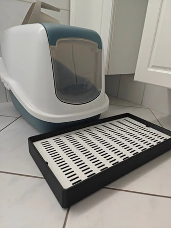 Bezos 3D Baskı Kedi Kumu Tutucu Mat Kedi Tuvaleti Önü Kum Toplayıcı Delikli Paspas Siyah Beyaz 22