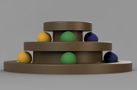 Bezos 3D Baskı Üç Katlı Toplu Kedi Oyun Kulesi Etkileşimli Kedi Oyuncağı Renkli Toplu Parkur Kahverengi 22