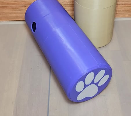 Bezos 3D Baskı Köpek Ödül Mama Dağıtıcı Yuvarlanan Silindir Zeka Oyuncağı Pati Desenli - Mor 22