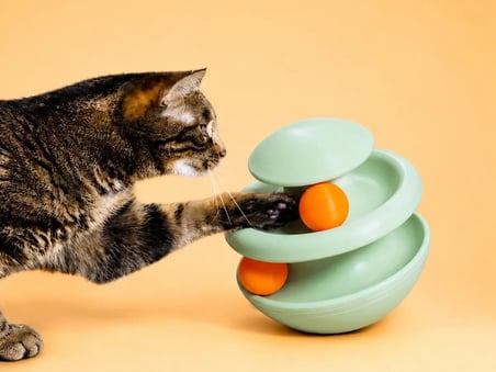 Bezos 3D Baskı İki Toplu Kedi Oyuncağı Kule Etkileşimli Kedi Oyun Kulesi Toplu Parkur - Yeşil 22