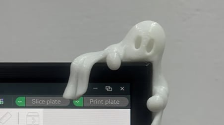 Bezos 3D Baskı Monitör Kenarı Hayalet Figürü Masaüstü Dekoratif Hayalet Cadılar Bayramı Ekran Süsü Beyaz 22