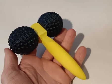 Bezos 3D Baskı Çift Toplu Masaj Aleti Dikenli Toplu Ergonomik Saplı Kol ve Bacak Masaj Aparatı Sarı Siyah 22