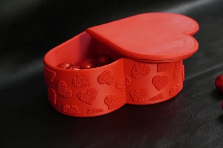 Bezos 3D Baskı Kalp Şeklinde Kapaklı Hediye Kutusu Çikolata ve Şeker Kutusu Sevgililer Günü Kırmızı 22