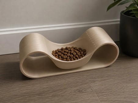 Bezos 3D Baskı Dalgalı Formlu Mama Kabı Kedi ve Köpek Yemek Kabı Modern Eğimli Mama Kabı - Bej 22