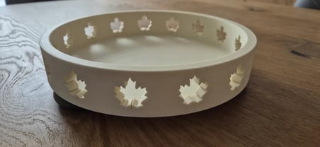 Bezos 3D Baskı Akçaağaç Yaprağı Kesitli Yuvarlak Sonbahar Tepsisi Dekoratif Ayaklı Tepsi 24 cm Krem 22