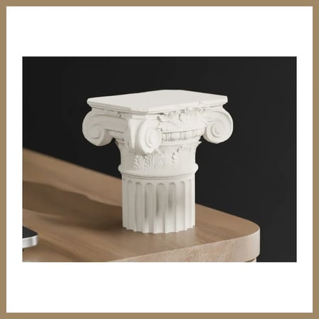 Bezos 3D Baskı Antik Roma Sütun Başlığı Dekoratif Masaüstü Biblo Sütun Formlu Küçük Obje Standı Krem 22