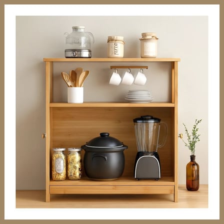 Bezos Çok Amaçlı Bambu Dolap 66X33X85 Cm - Organizer Raflı 22