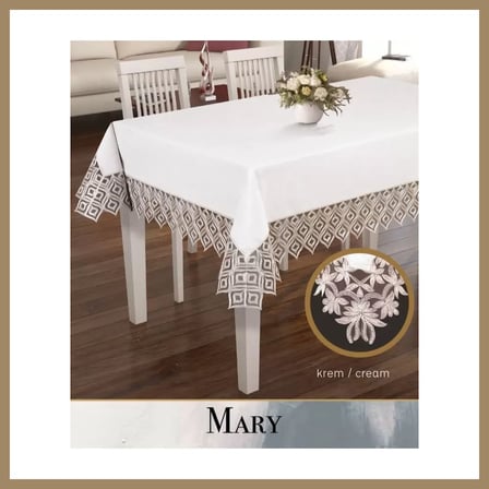 Bezos Keten Masa Örtüsü Tablecloth 155x220 cm Yemek Masası Örtüsü Maria Model Kapiçino 22