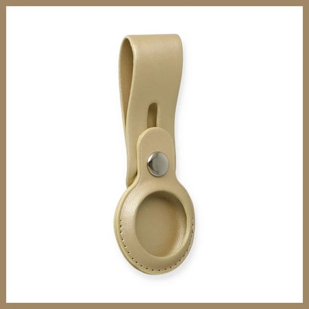 Bezos Airtag Askılı Deri Kılıf - Gold 22