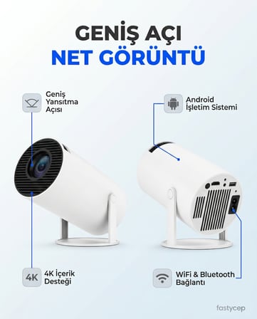 Bezos HY300 Mini Projeksiyon 4K Destekli ? Android WiFi Bluetooth 22