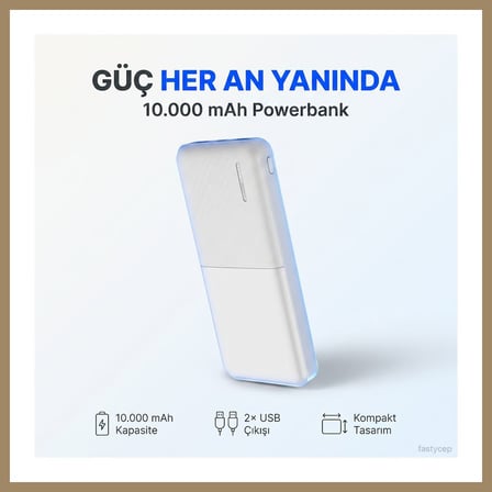 Bezos Snapmax -3009 Beyaz 10.000 Mah Powerbank 2X USB Çıkışlı 1 Type-C ve 1 Micro Girişli 22